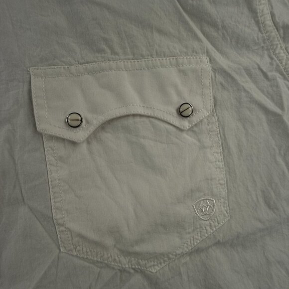 Ariat Long Sleeve Pearl Snap Up Outdoors 2XL White Blue Floral Print Western - Picture 10 of 15